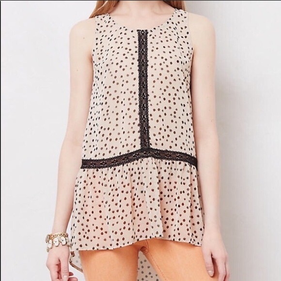NWT Anthropologie Stitch x Stitch Neutral Polka Dot Sheer Top, Size M - Picture 1 of 9